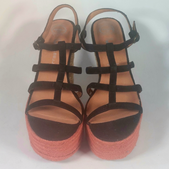Jeffrey Campbell Black Suede & Red Espadrille Heel Platform Sandals, W10, NIB - Picture 2 of 11